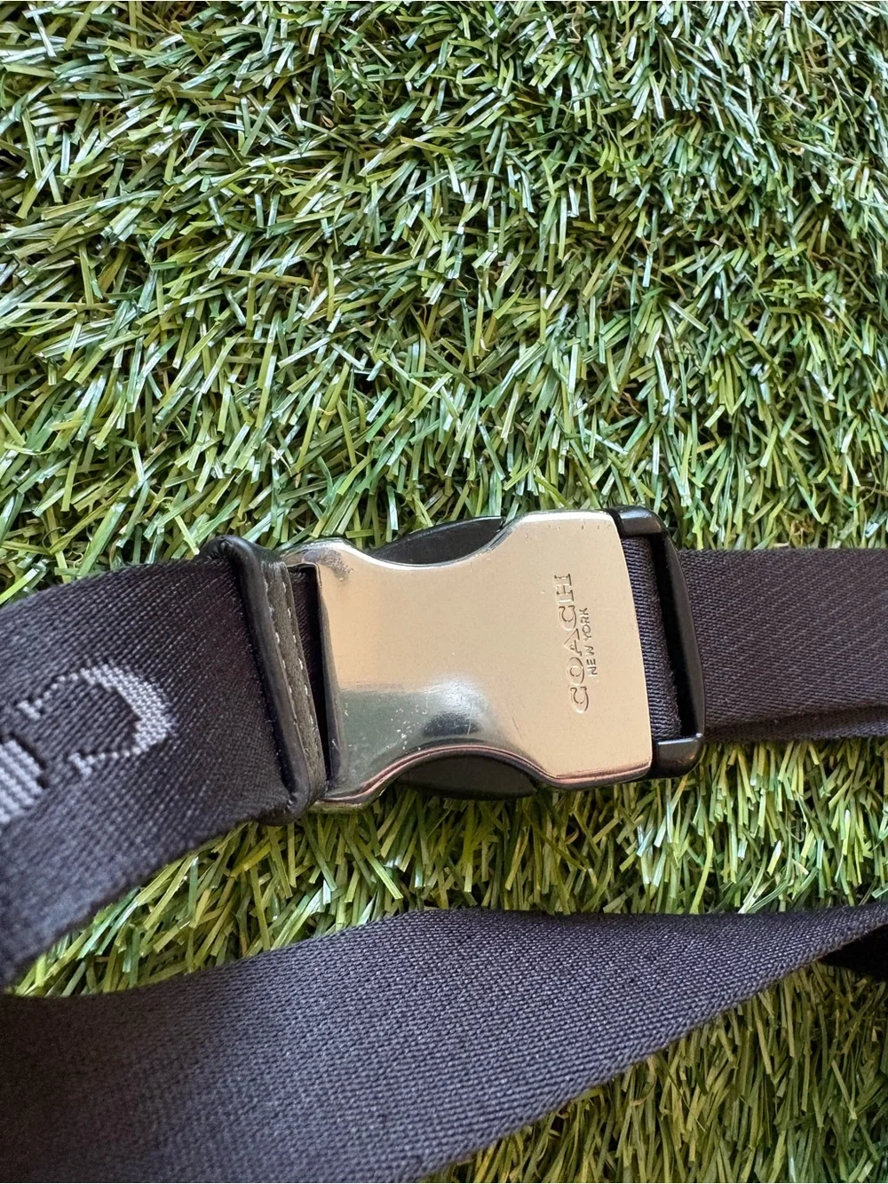 Coach Brown Signature Crossbody Bag with Black Strap